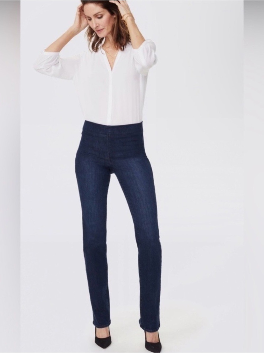 NYDJ Straight Leg Jeans in Dark Blue Wash Marylin Size 2